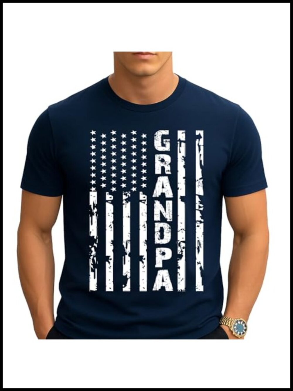 Kropsis Grandpa Vintage American Flag Men's Graphic T-Shirt